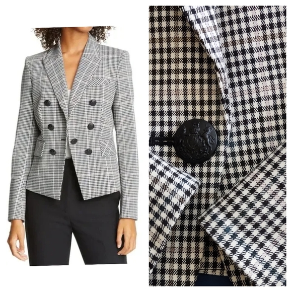 Veronica Beard 2 Diego plaid houndstooth cotton wool Dickey Blazer jacket - Picture 1 of 12